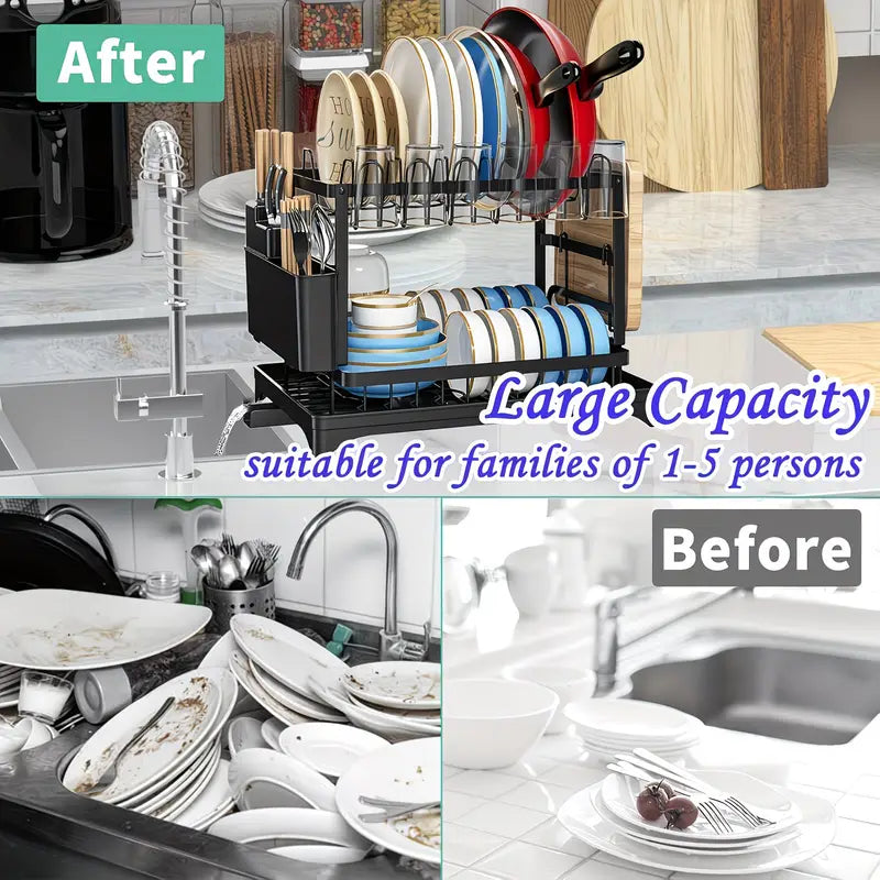 A Spacious Kitchen Storage Shelf Featuring a Drainage Basket