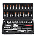 46pcs 1/4 Inches Ratchet Socket Wrench Set, Metric Socket Ratchet Wrenches Set