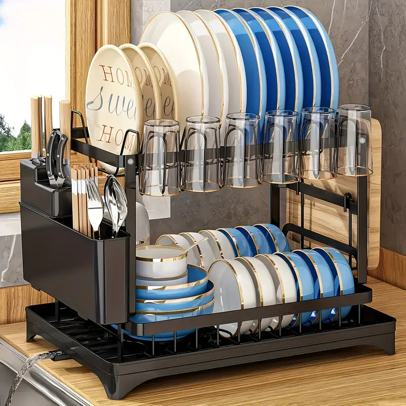 A Spacious Kitchen Storage Shelf Featuring a Drainage Basket