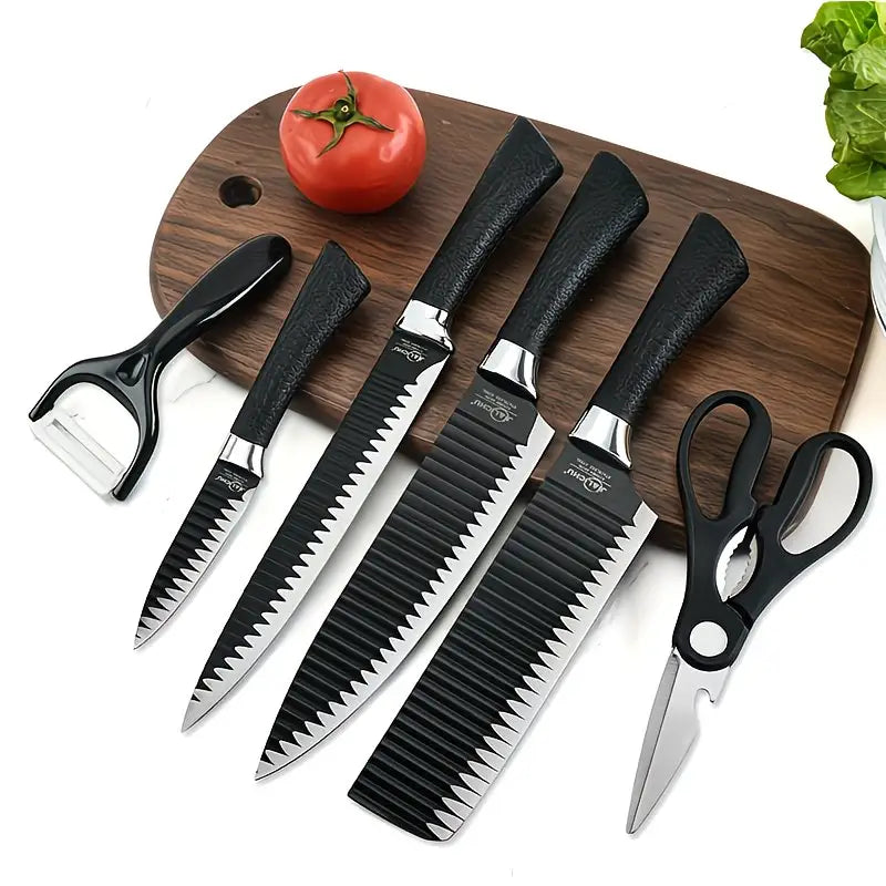 6pcs Non-Stick Coated Kitchen Knife Set