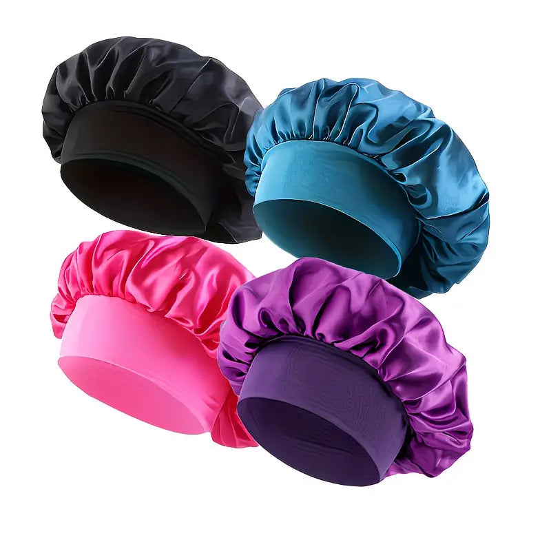 4pcs Soft & Cozy Satin Knit Beanie Caps