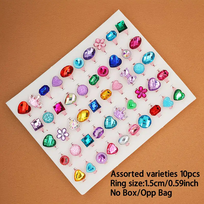 10pcs Princess Ring Set for Girls