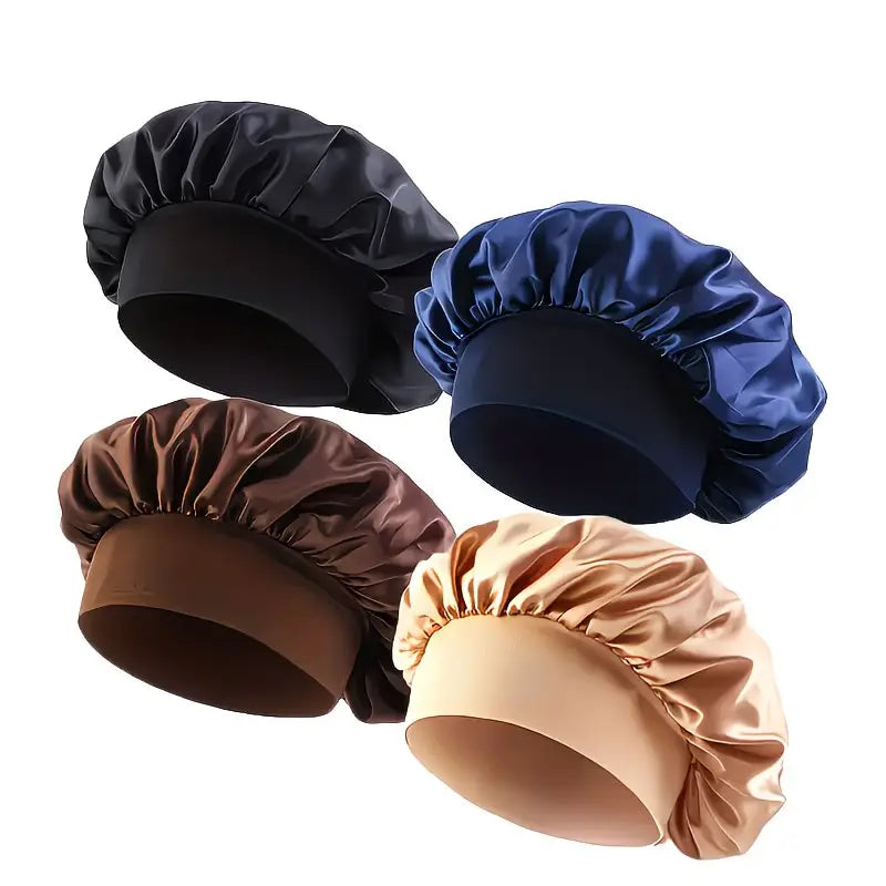 4pcs Soft & Cozy Satin Knit Beanie Caps