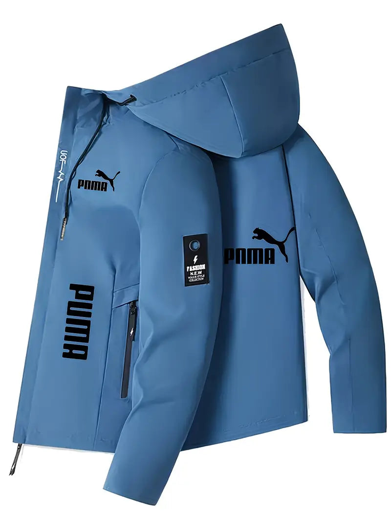 Tiliya Men's Fashion High-Quality Hooded Zip-Up Windproof Cycling Jacket with Inner and Outer Pockets