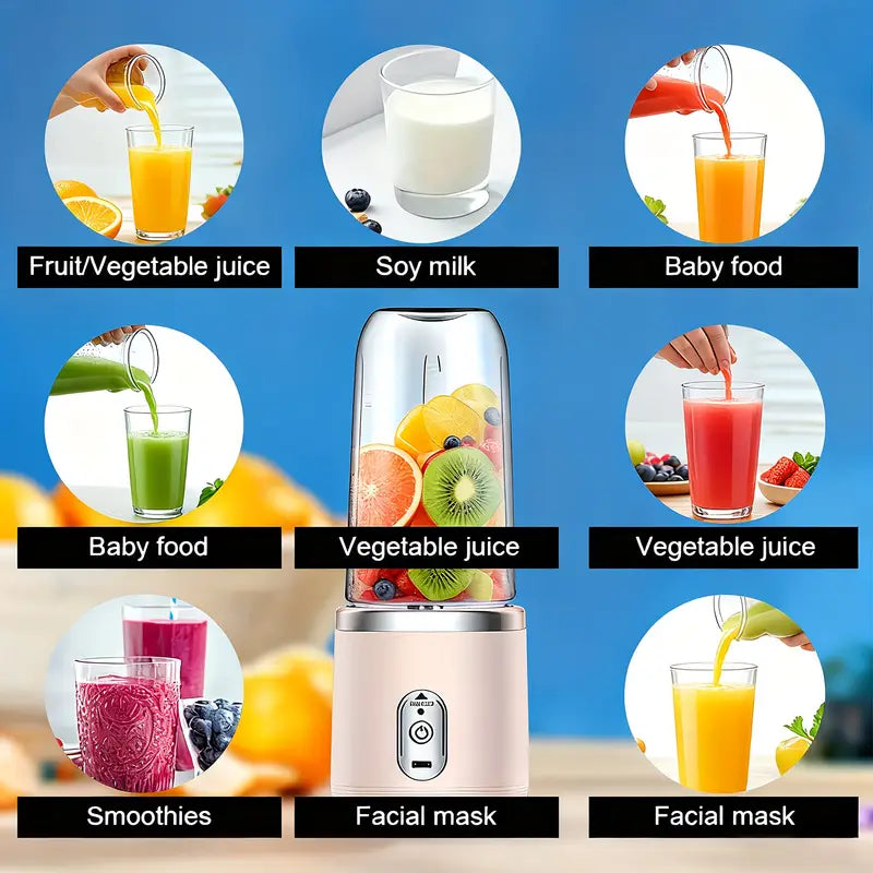Portable 2-In-1 Blender And Juicer | 6 Blades, USB Rechargeable