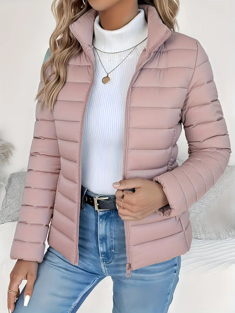 Women's Spring Slim-Fit Lightweight Warm Solid Color Jacket