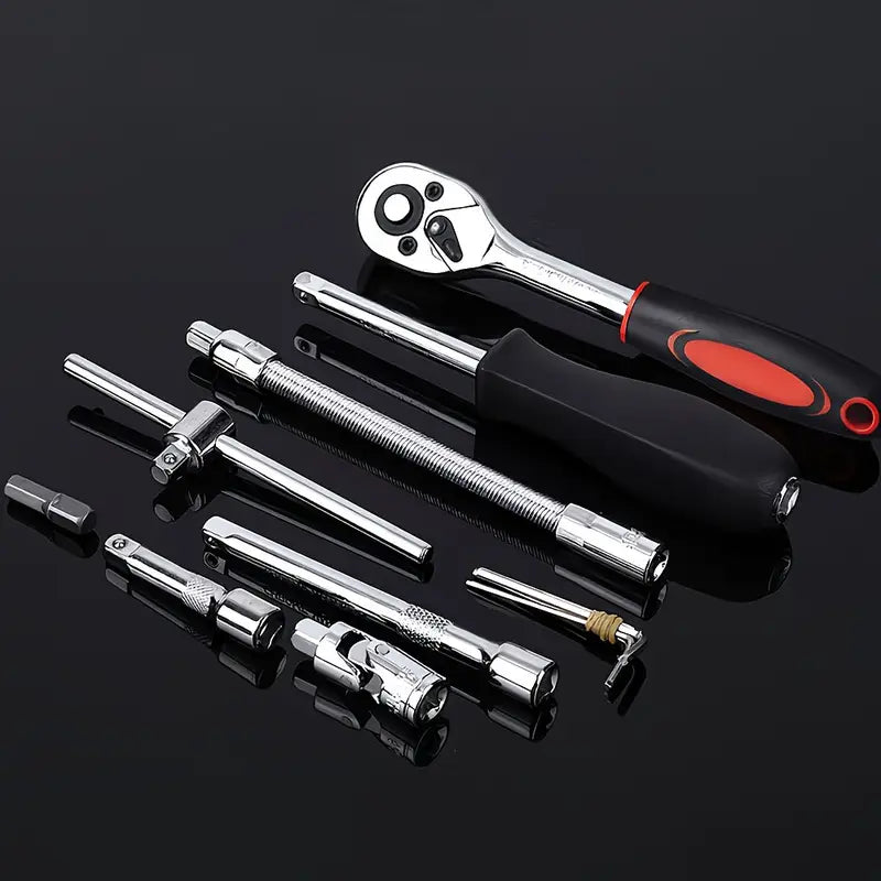 46pcs 1/4 Inches Ratchet Socket Wrench Set, Metric Socket Ratchet Wrenches Set