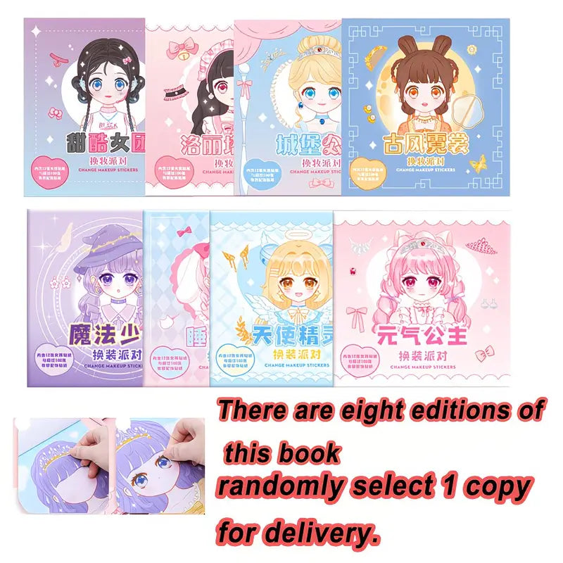 Random DIY Face Sticker Book with Fashion Doll Design