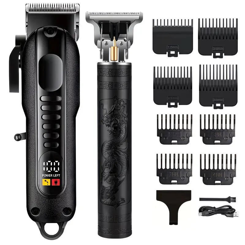 2pc Professional Men'S Hair Clipper - Cordless and USB Rechargeable Beard Trimmer with Limit Comb