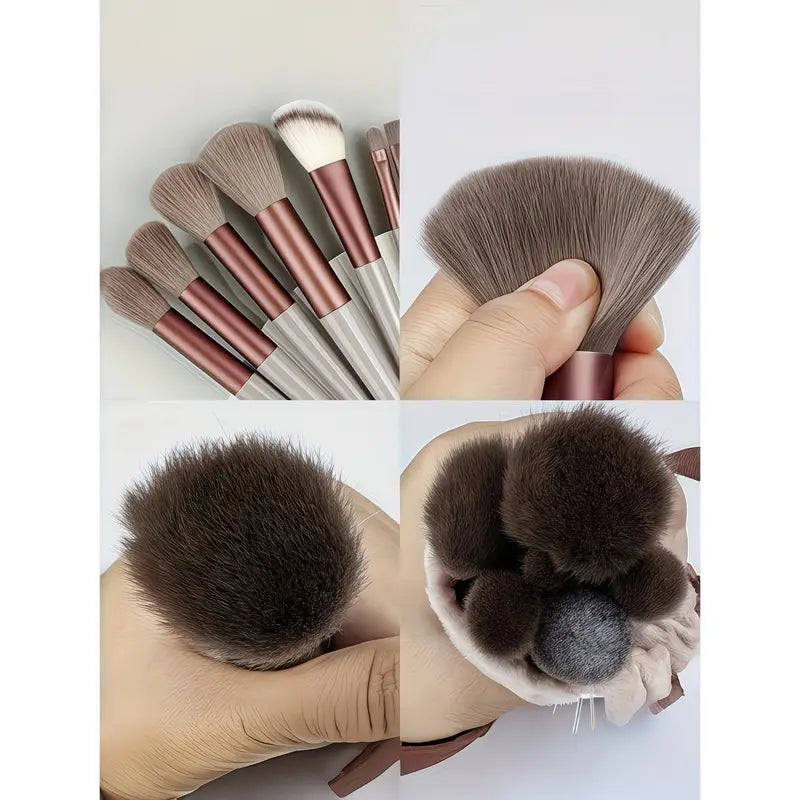 15pcs Makeup Brush Set + 2pcs Brown Makeup Sponges