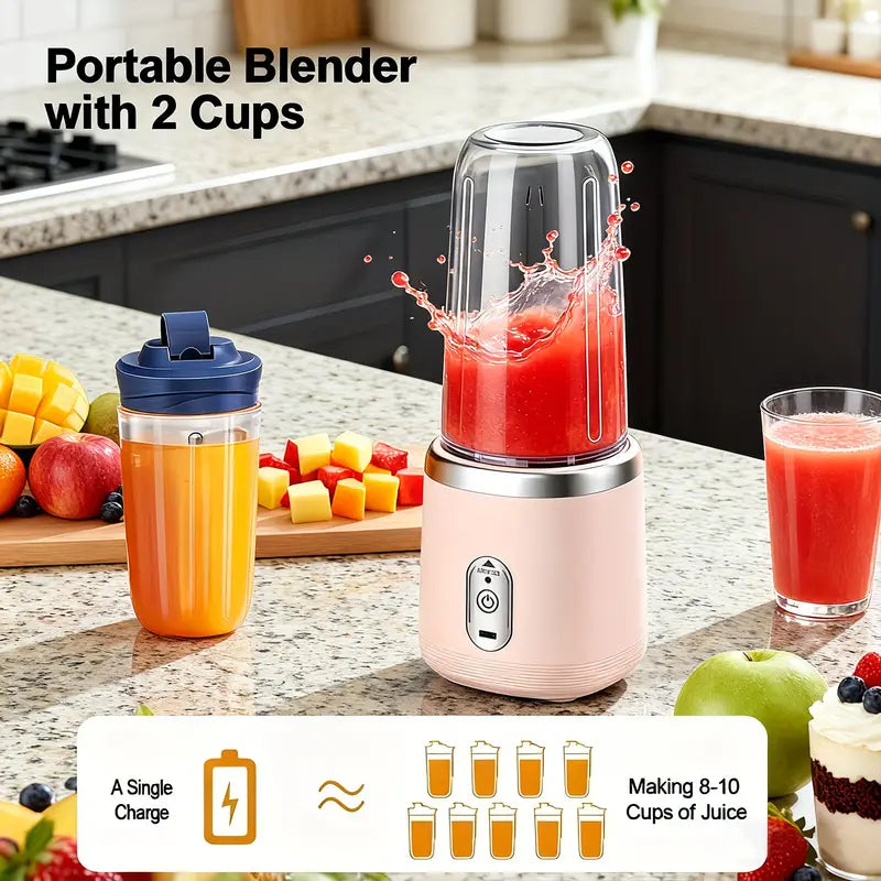 Portable 2-In-1 Blender And Juicer | 6 Blades, USB Rechargeable