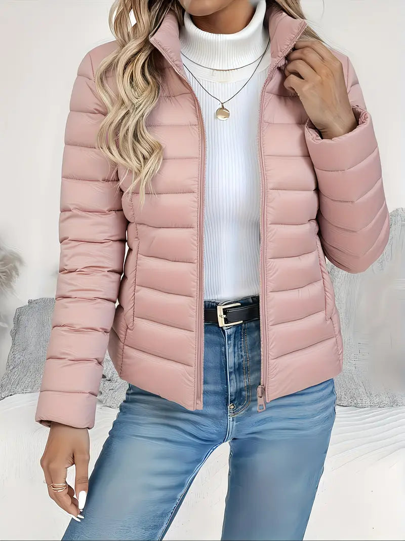 Women's Spring Slim-Fit Lightweight Warm Solid Color Jacket