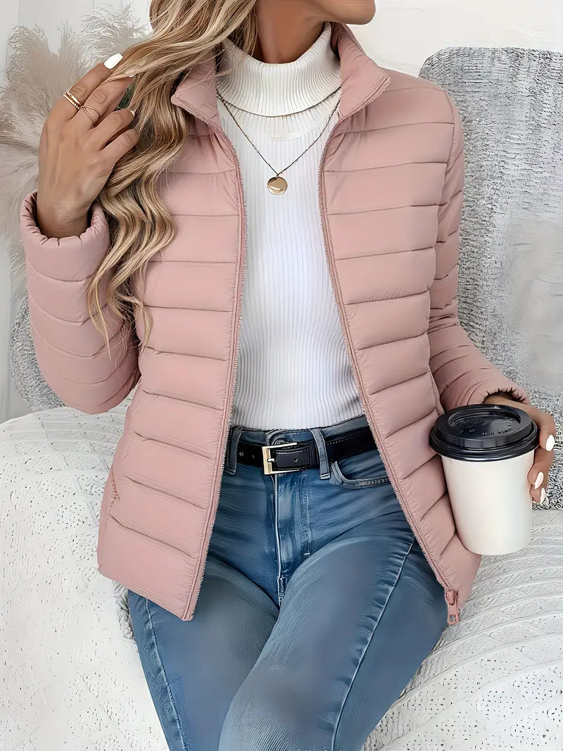 Women's Spring Slim-Fit Lightweight Warm Solid Color Jacket
