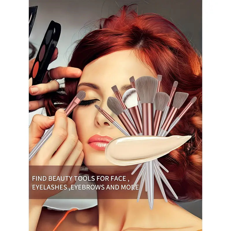 15pcs Makeup Brush Set + 2pcs Brown Makeup Sponges
