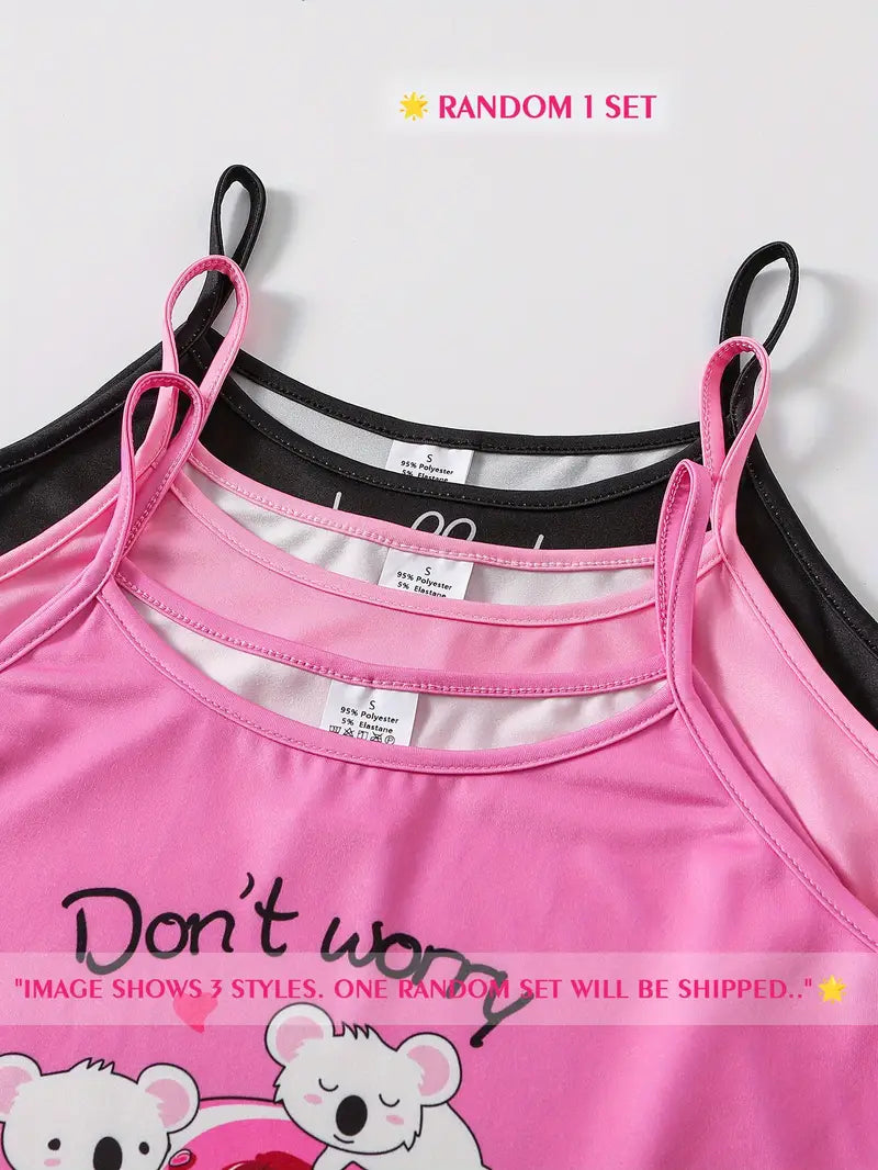 Random Set of Youth Camisole & Shorts Pajamas - Rabbit/Doughnut/Koala