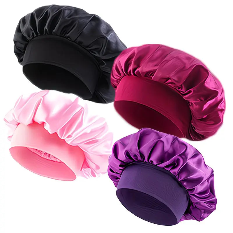 4pcs Soft & Cozy Satin Knit Beanie Caps