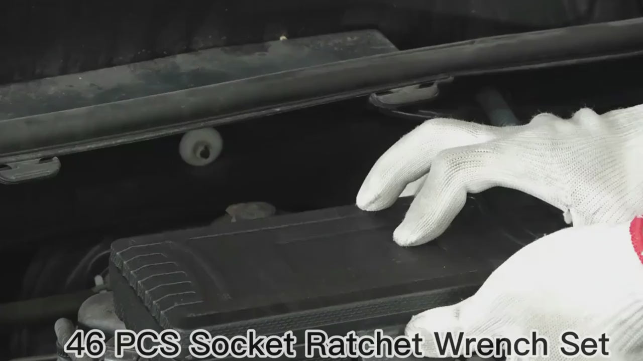 46pcs 1/4 Inches Ratchet Socket Wrench Set, Metric Socket Ratchet Wrenches Set