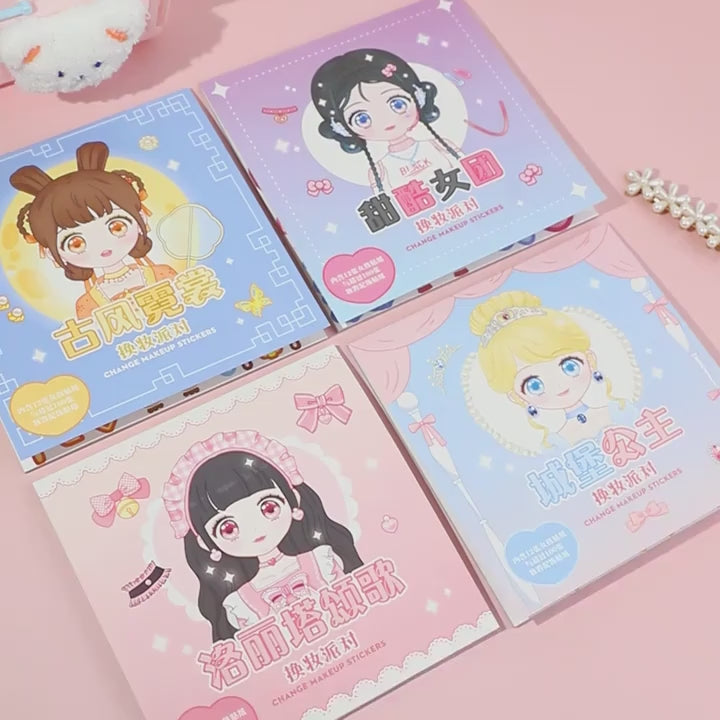 Random DIY Face Sticker Book with Fashion Doll Design